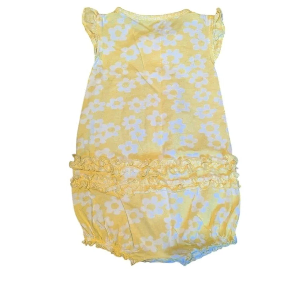 Carter's Yellow Floral Ruffle Onesie Size 9 Months